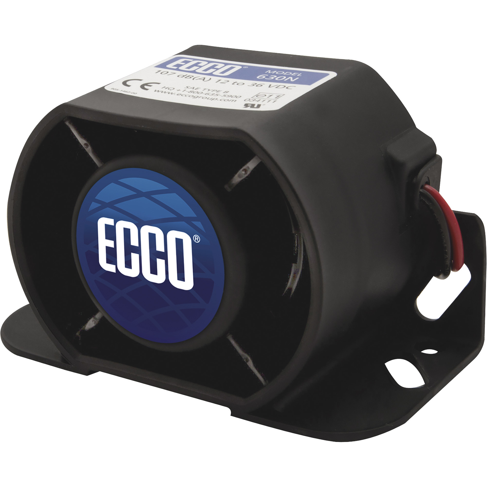 Ecco Backup Alarm, 107dB, 12/36 Volts, Model# 630N